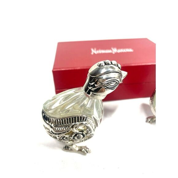 Vintage Godinger Silver Crystal Salt & Pepper Shakers Chicks Neiman Marcus Rare - Picture 6 of 8